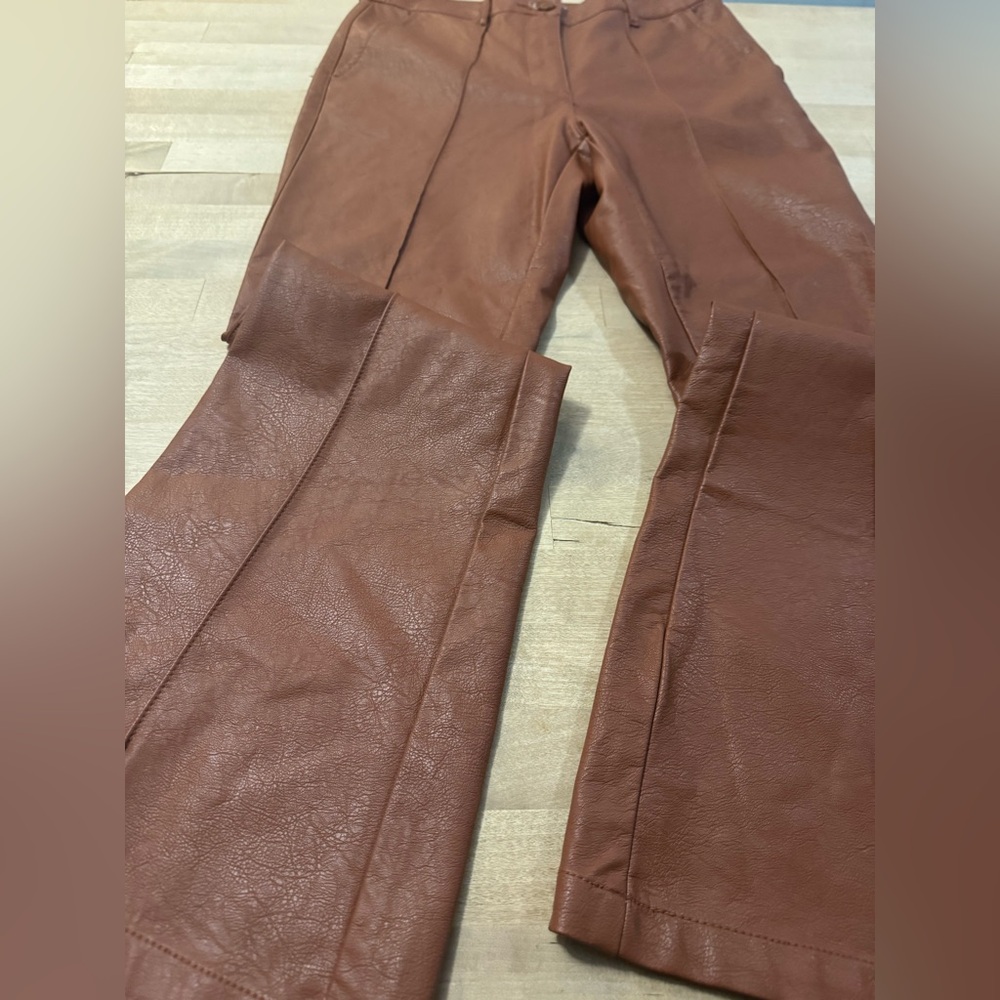 Urban Outfitters Tan Flare faux Leather Pants - Picture 3 of 12